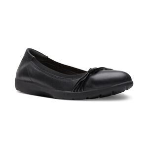 NWT  Clarks Women's Meadow Rae Ballet Flat, Black Leather, 7.5